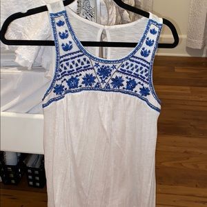 White Top with Blue Embroidery